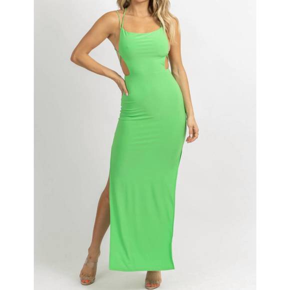 NEW OLIVACEOUS envy strappy back maxi dress in green - Picture 3 of 6